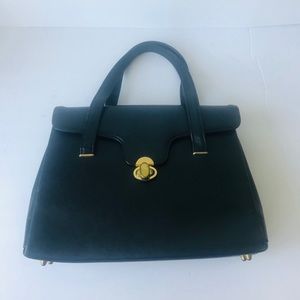 crouch & Fitzgerald black leather handbag